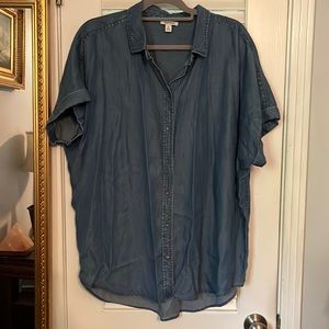 Good threads brand dark blue chambray button down XXL